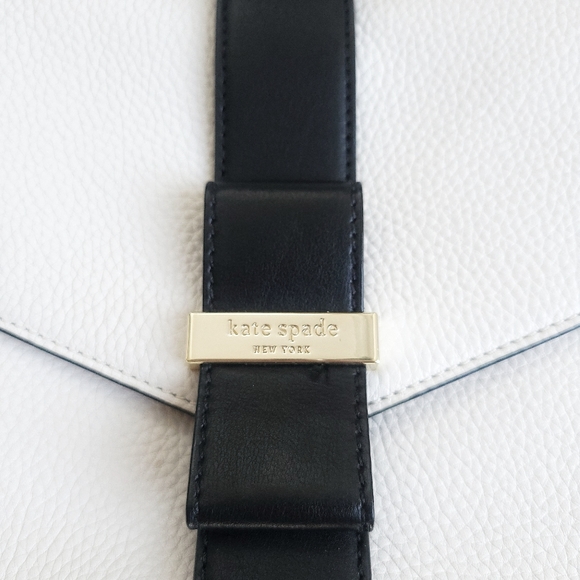 RARE Kate Spade NY Rosaline Bow Black & White Leather Satchel Shoulder B… - Picture 5 of 16